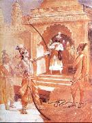 Raja Ravi Varma Sri Rama breaking the bow painting